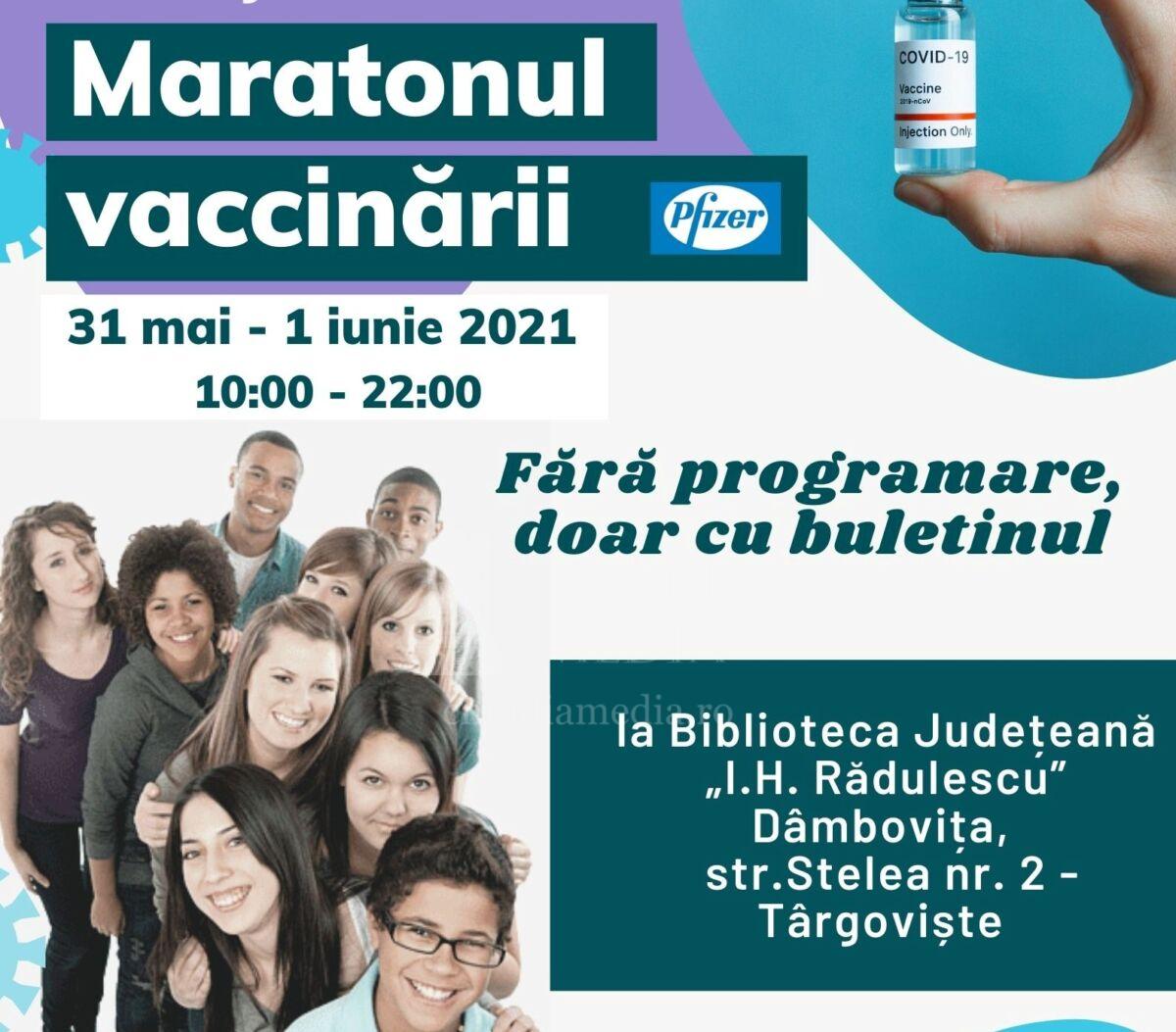 You are currently viewing MARATON DE VACCINARE LA BIBLIOTECA JUDEȚEANĂ DÂMBOVIȚA, PENTRU ADOLESCENTI CU VÂRSTE ÎNTRE 16 ȘI 18 ANI