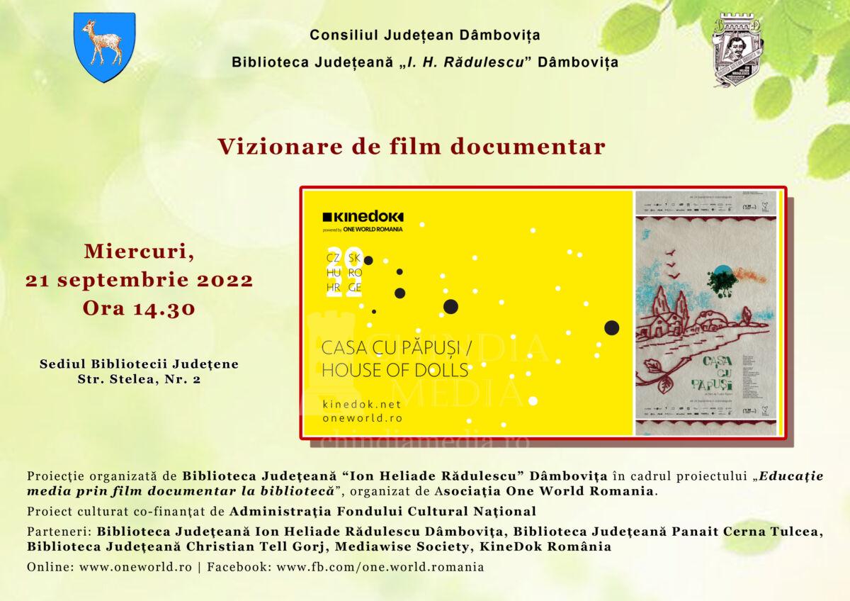 You are currently viewing BIBLIOTECA JUDEŢENA DÂMBOVIŢA : Invitație la  filme documentare powered by One World Romania