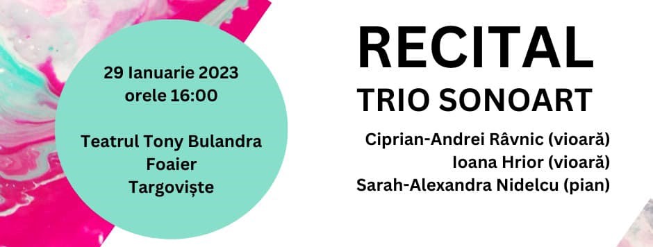 You are currently viewing CULTURAL: Trio SonoArt – Recital de muzică de cameră