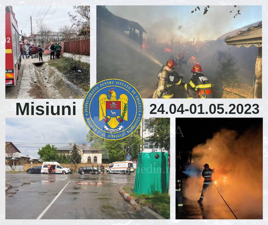 You are currently viewing ISU DAMBOVITA: MISIUNI ALE POMPIERILOR DÂMBOVIȚENI ÎN PERIOADA 24 APRILIE – 01 MAI 2023