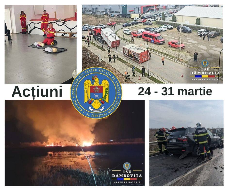 You are currently viewing POMPIERII: ACŢIUNI DE INTERVENŢIE ŞI ACTIVITĂŢI PREVENTIVE ALE ISU “BASARAB I” DÂMBOVIŢA ÎN PERIOADA 24-31 MARTIE