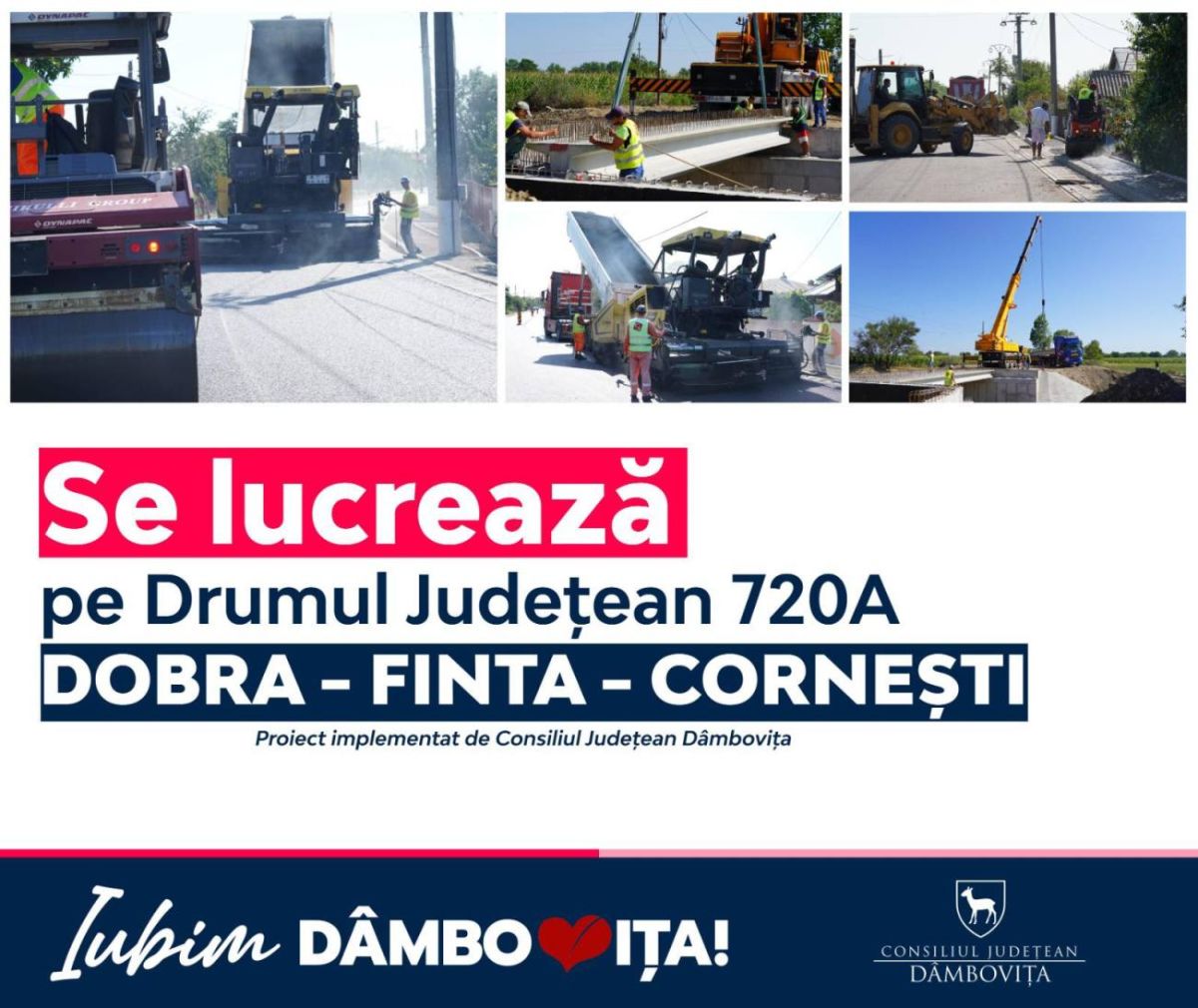 You are currently viewing CJ DÂMBOVIȚA: Lucrările de modernizare, pe DJ 720A – Gura Ocniței – Adânca – Bucșani – Mărcești – Finta – Postârnacu – DN1A avansează în ritm susținut