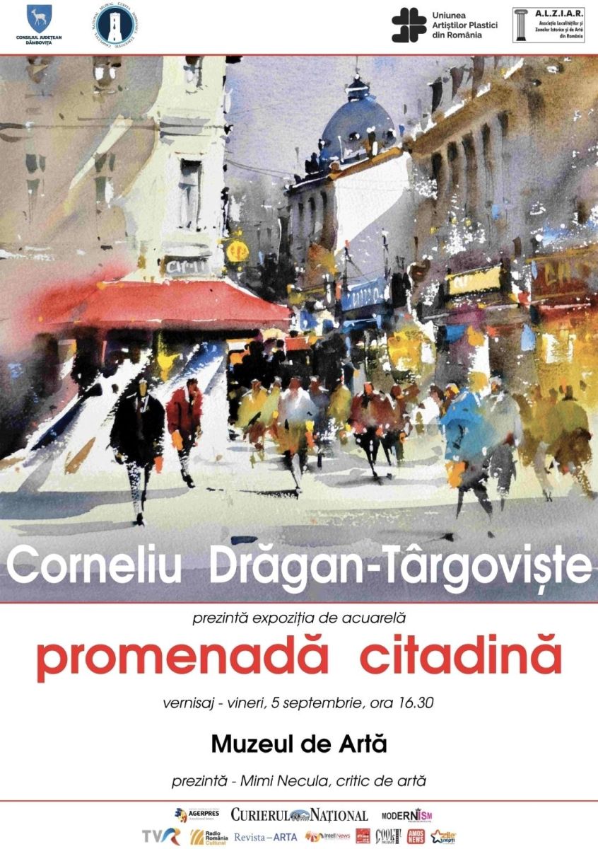You are currently viewing „Promenadă citadină”, expoziţie de acuarelă a artistului Corneliu Drăgan-Târgoviște la Muzeul de Artă din Târgoviște