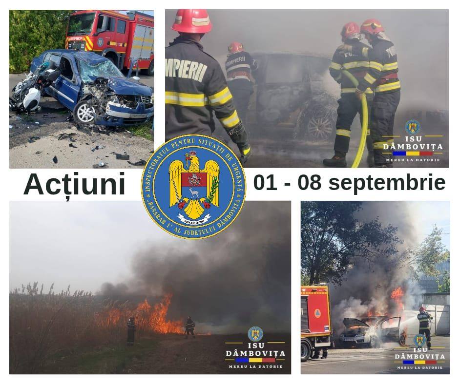 You are currently viewing POMPIERII: ACŢIUNI DE INTERVENŢIE ŞI ACTIVITĂŢI PREVENTIVE ALE ISU “BASARAB I” DÂMBOVIŢA ÎN PERIOADA 1-8 SEPTEMBRIE