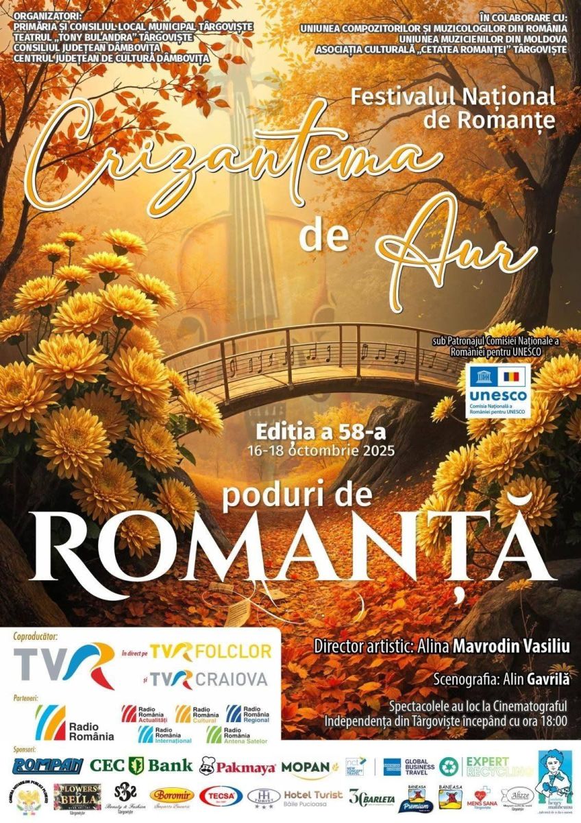 You are currently viewing CULTURAL: Festivalul Naţional de Interpretare şi Creaţie a Romanţei „Crizantema de Aur” a ajuns la ediția 58