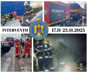 Read more about the article POMPIERII: ACŢIUNI DE INTERVENŢIE ŞI ACTIVITĂŢI PREVENTIVE ALE ISU “BASARAB I” DÂMBOVIŢA ÎN PERIOADA 17-23 NOIEMBRIE