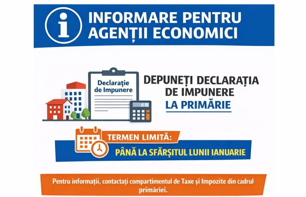 You are currently viewing ADI SALUBRITATE: Agenții economici  au obligația depunerii Declarației de impunere până la sfârșitul lunii ianuarie