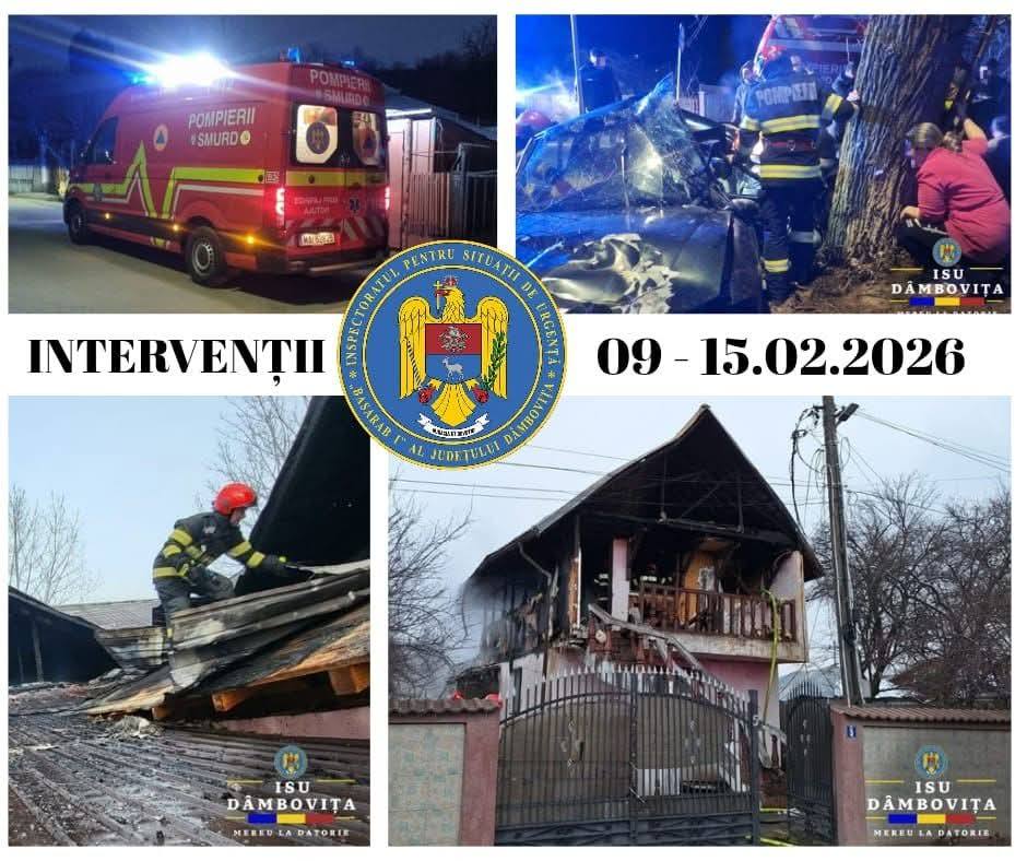 You are currently viewing POMPIERII: ACŢIUNI DE INTERVENŢIE ŞI ACTIVITĂŢI PREVENTIVE ALE ISU “BASARAB I” DÂMBOVIŢA ÎN PERIOADA 09-15 FEBRUARIE
