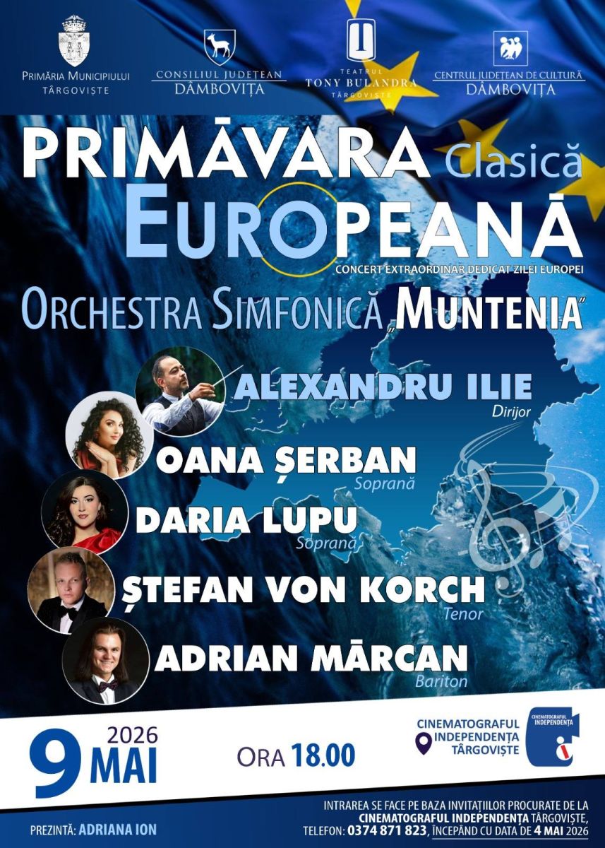 You are currently viewing CJ DÂMBOVIȚA: Concertul „Primăvara Clasică Europeană”, va avea loc în data de 9 mai