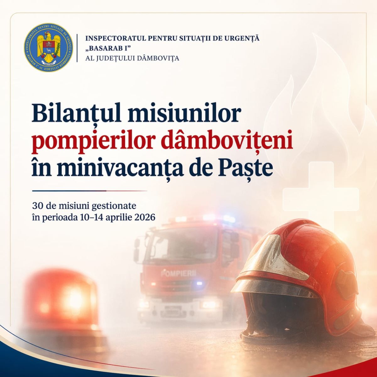 You are currently viewing ISU DÂMBOVIȚA: Bilanțul misiunilor in minivacanța de Paste