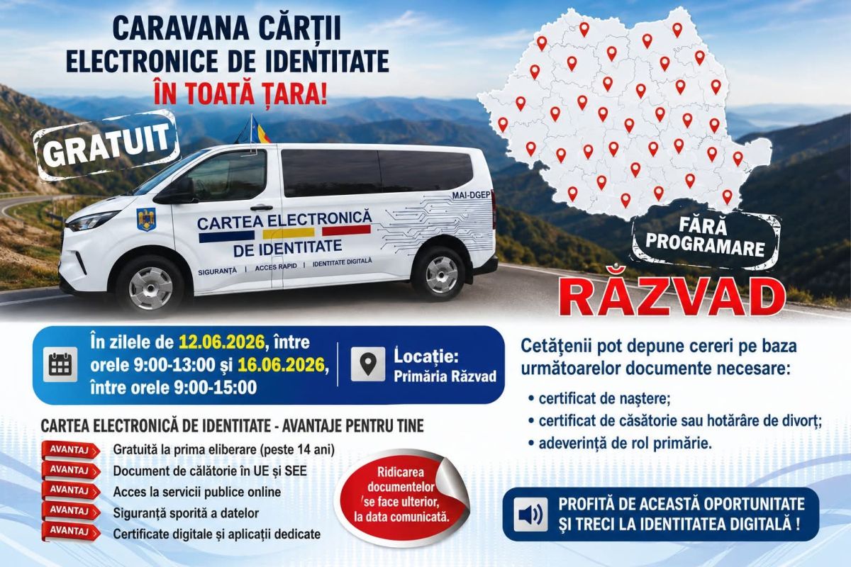 You are currently viewing PRIMĂRIA RĂZVAD: Campania națională „Caravana Cărții Electronice de Identitate”, pentru locuitorii comunei
