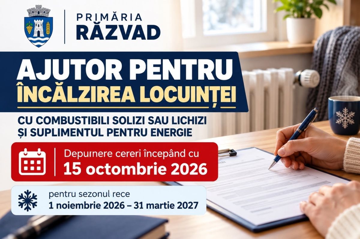 You are currently viewing PRIMARIA RAZVAD: AJUTOR PENTRU ÎNCĂLZIREA LOCUINȚEI