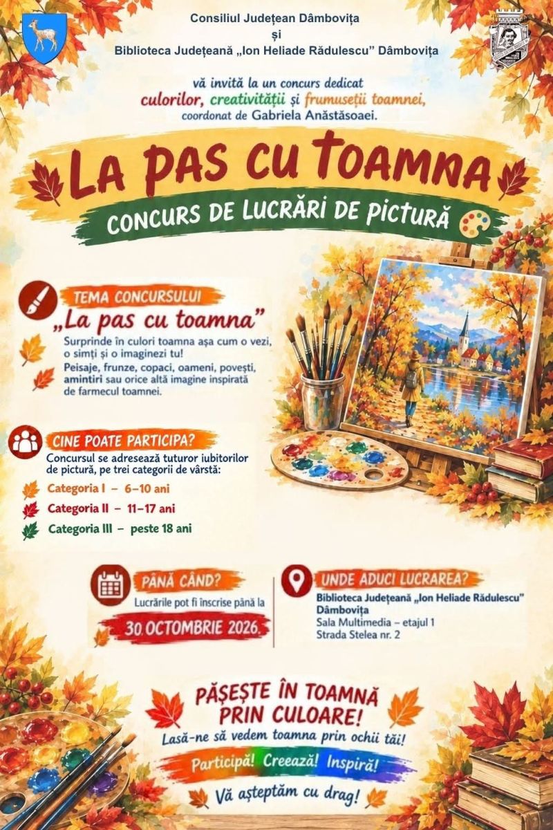 You are currently viewing Biblioteca Județeană Dâmbovița –”Concursul de pictură „La pas cu toamna!”