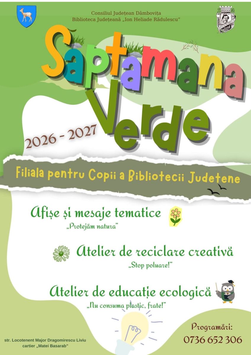 You are currently viewing Biblioteca Județeană Dâmbovița-Activități educative în cadrul programului „Săptămâna Verde” la Filiala pentru copii